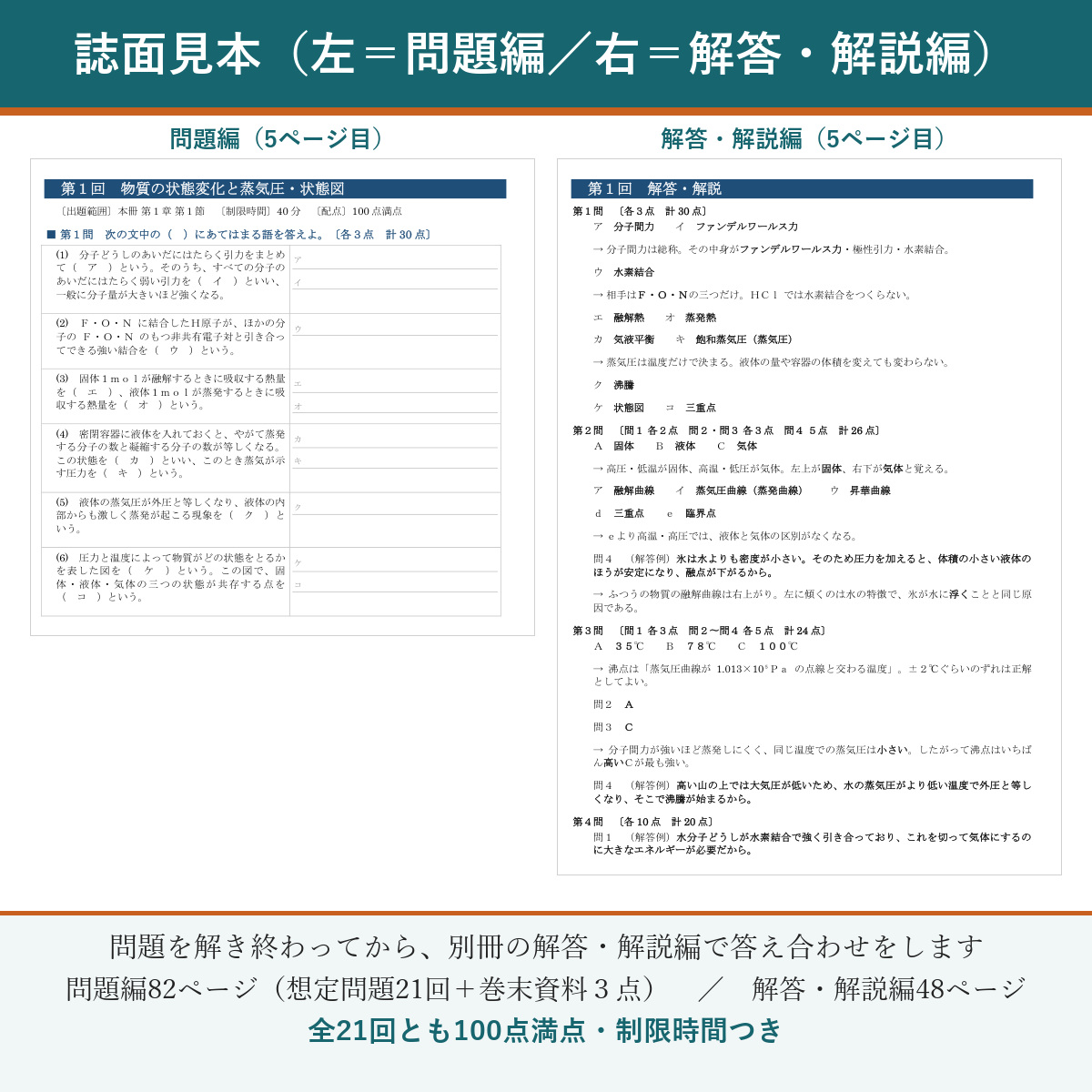 誌面見本(左=問題編/右=解答・解説編)