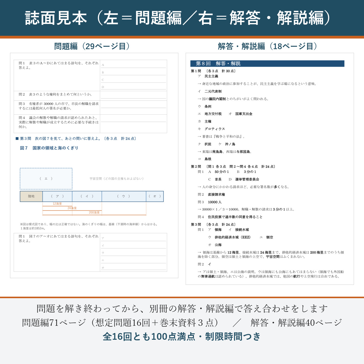 誌面見本(左=問題編/右=解答・解説編)